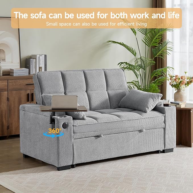 Auvsoce 65'' Chaise Lounge Chair Indoor, 3-in-1 Convertible Sofa Bed - Image 5