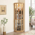 Corner Curio Cabinet, 150lbs Heavy Duty Glass Display Cabinet by Trunback