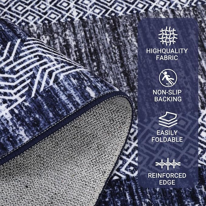 GarveeHome 8x10 Large Washable Area Rug Modern Bordered Rug Distressed - Image 3
