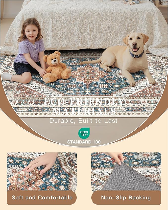 Madane Hallway Runner Rug 2'6''x10' Kitchen Runner, Non Slip Vintage Runners - Image 6