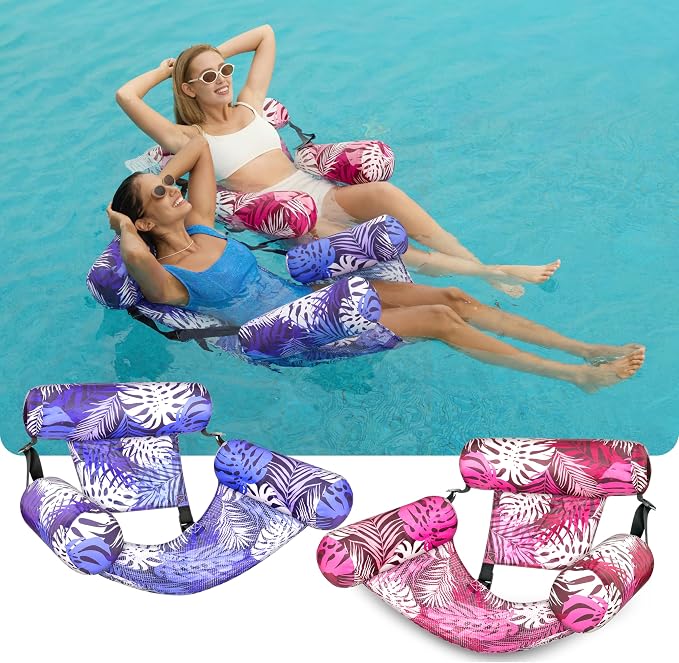 SLOOSH Inflatable Pool Floats Adult, 2 Packs Floating Lounge Chairs, Blow up - Image 2