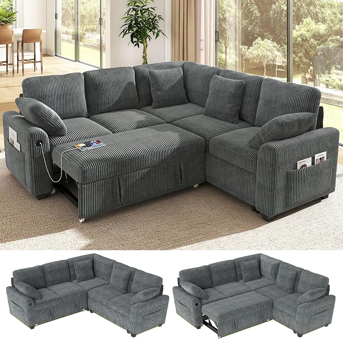 Ihanherry 83-inch 5-Seater Large Sectional Sofa Bed by iHanHerry