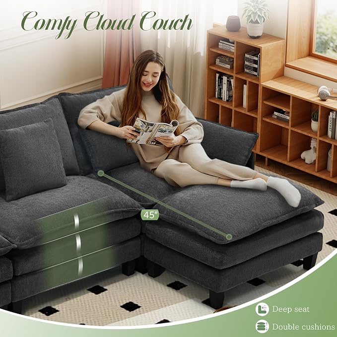 140" Cloud Couch, Modular Sectional Sofa - Image 4