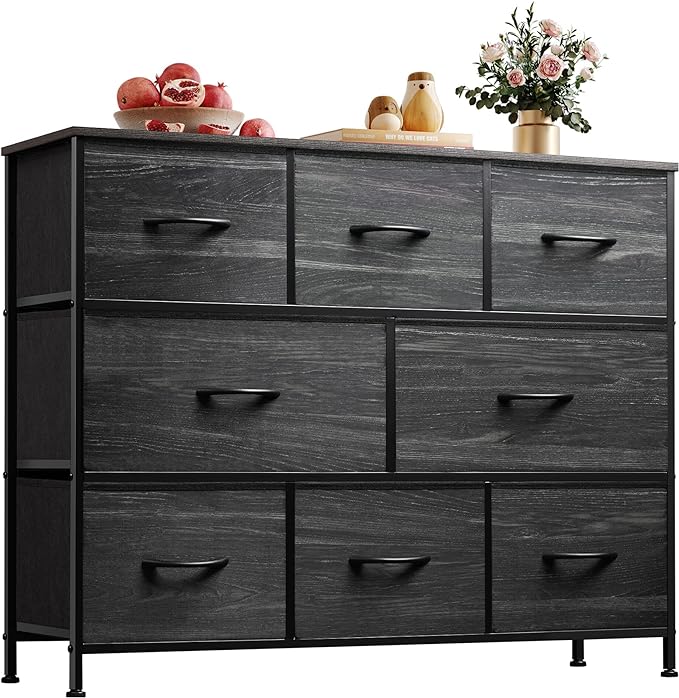 WLIVE 8 Drawer Dresser for Bedroom, Fabric Black Dresser by WLIVE