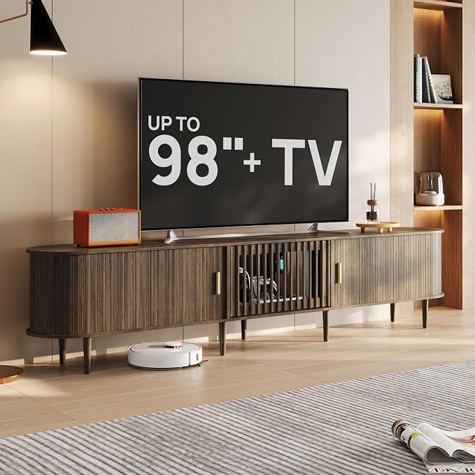 94.5" Fluted Mid Century Modern TV Stand by BEDEEP