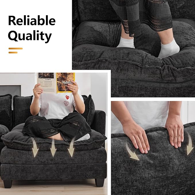 113'' V Shaped Cloud Sectional Sofa, Oversized Deep Seat Couches - Image 5