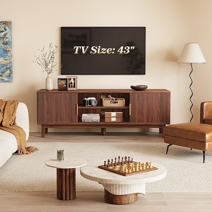 PRAISUN 54 Inch TV Stand for 50, 55 Inch TV, Fluted Entertainment Center - Image 2
