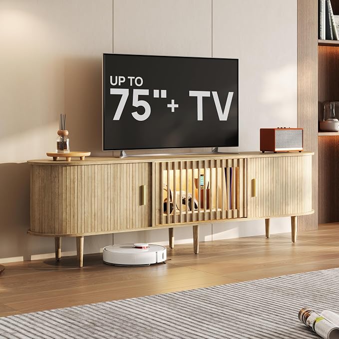 70" Fluted Mid Century Modern TV Stand by BEDEEP