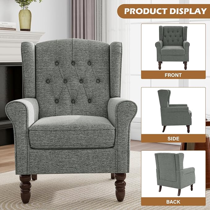Pia Ricco Mid-Century Modern 2-Piece Wingback Chair Set - Image 3