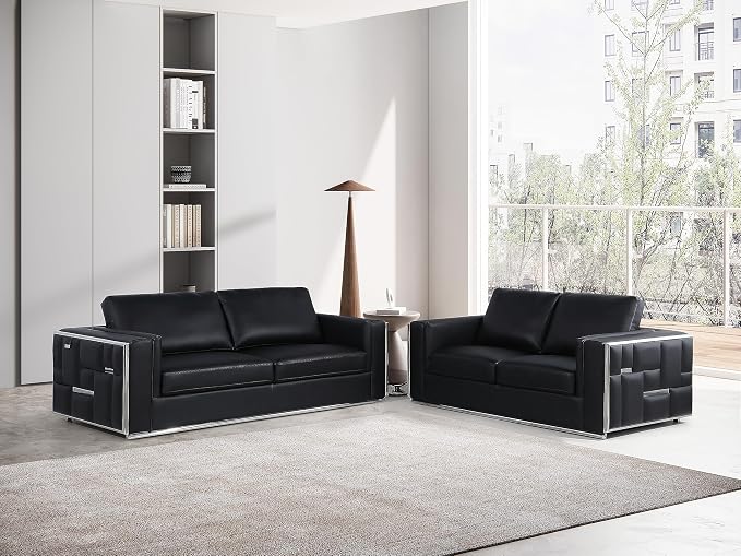 Blackjack Furniture Catania Modern Top Grain Italian Leather Sofa Set - Image 2