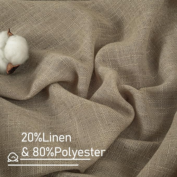 LAMIT Taupe 72 inch Linen Curtains - Image 2