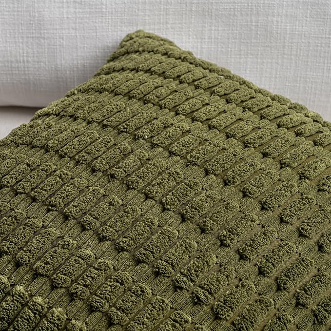Fancy Homi 4 Packs Boho Moss Green Decorative Throw Pillow Covers 22x22 Inch - Image 4