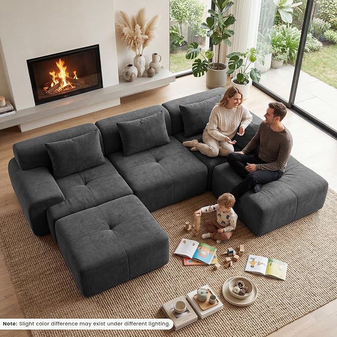 GRUSIGN 118'' Modular Sectional Oversized Boneless Couch, Tufted Cloud - Image 9