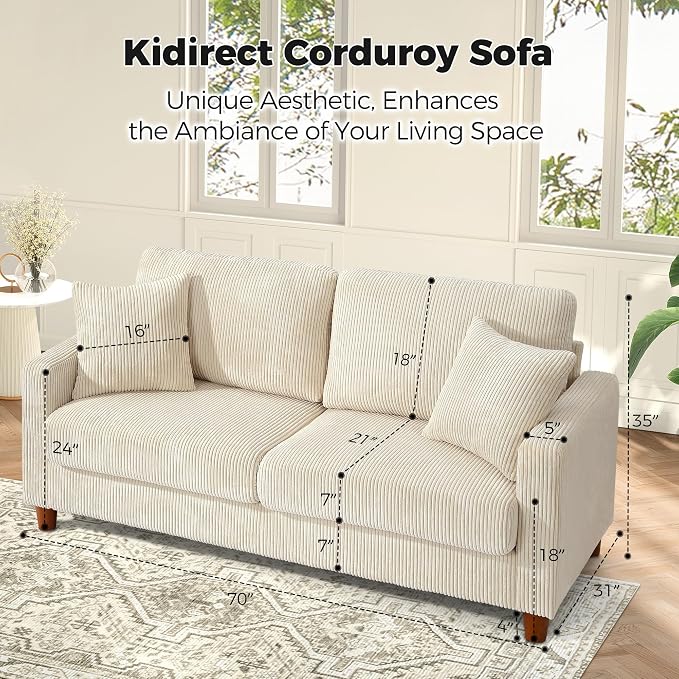 Kidirect 70in U Shaped Couch, Modular Sofa No Tool Assembly, Comfy Sectional - Image 5