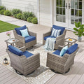 Patio Wicker Chairs Swivel Rocker-Outdoor Swivel Rocker Chair Set of 4 by AMCLOBA