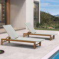 PURPLE LEAF Patio Chaise Lounge French Outdoor Lounger 1 Piece Matte Teak Grain by PURPLELEAF