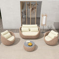 TWT Patio Furniture Sofa Set 4 Pieces Aluminum Outdoor Furniture w/25.6in by TWT