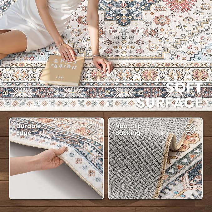 zesthome 5x8 Area Rugs for Living Room, Non-Slip Backing Washable Rugs - Image 6