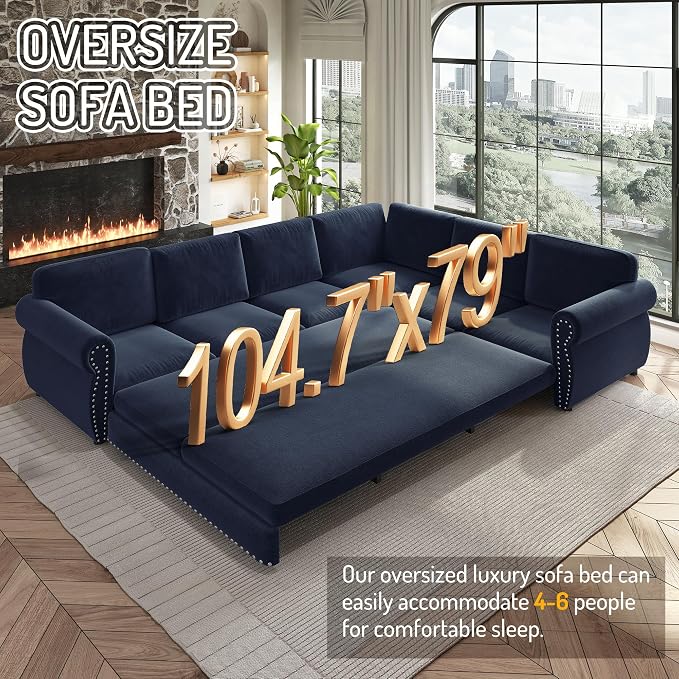 118" L-Shaped Sleeper Couch Bed - Image 7