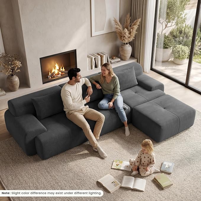 GRUSIGN 108'' Modular Sectional Boneless Couch, Tufted Cloud Sectional Couches - Image 9