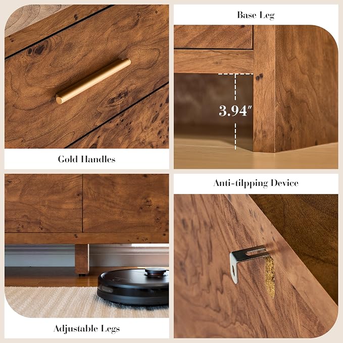 Curved 6-Drawer Dresser for Bedroom, Vanity Desk TV Stand for Living Room - Image 9