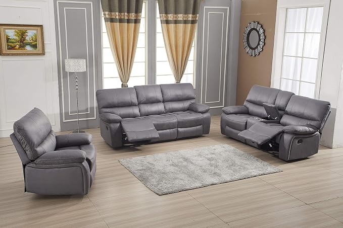 Betsy Furniture Microfiber Reclining Sofa Couch Set Living Room Set 8007 - Image 2