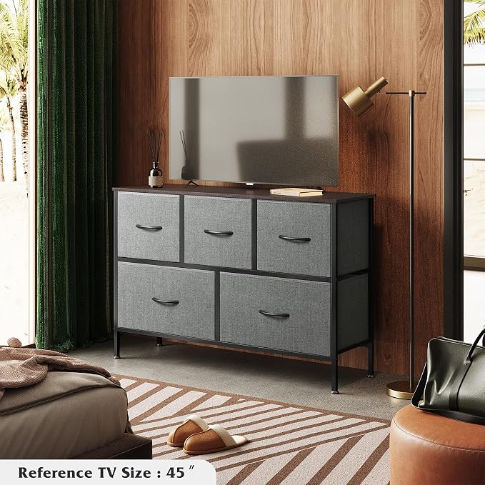 WLIVE Dresser for Bedroom with 5 Drawers, Long Storage Tower Organizer Unit - Image 2
