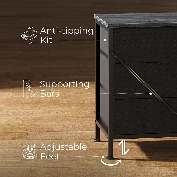 Huuger 70 Inch Dresser for Bedroom, TV Stand for 65, 80 Inch TV, 12 Fabric - Image 8