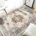 RELEANY Area Rugs 3'x4' Washable Non-Slip, Floral Vintage Distress Print by RELEANY