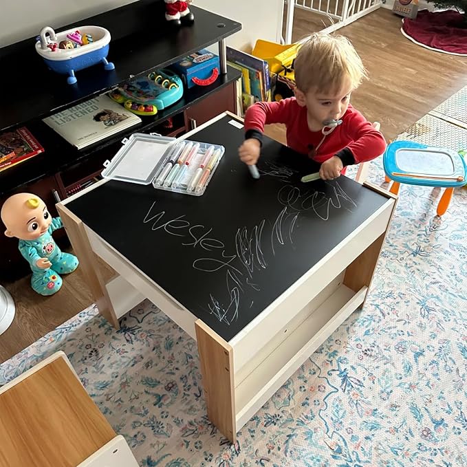 Asweets Kids Table and Chair Set, 4 in 1 Toddler Desk - Image 2