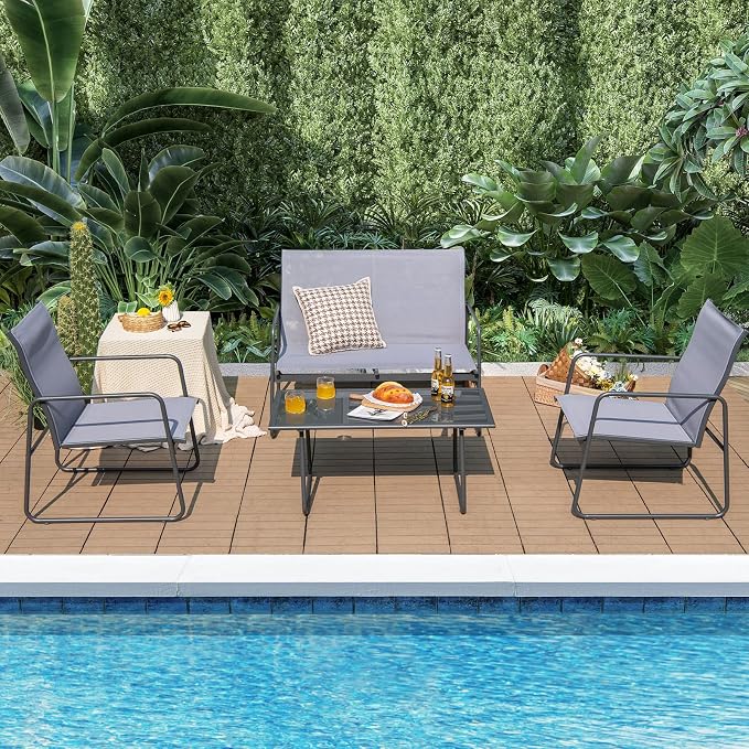 Tangkula 4 Pieces Patio Furniture Set, Outdoor Conversation Set - Image 2