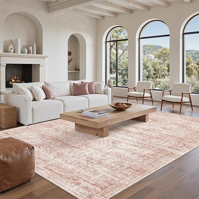 Soalmost 9x12 Area Rugs for Living Room, Non Slip Machine Washable Vintage Rugs - Image 9