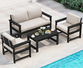 SERWALL 4-Piece Outdoor Patio Sofa Set, HDPE All-Weather Loveseat Sofa by SERWALL