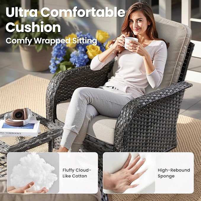ovios 5-Piece Patio Furniture Set, Outdoor Wicker Sofa - Image 6