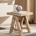 Hawthorne 18" Square Reclaimed Elm Trestle Side Table Heritage Light Natural by GOLGAILY