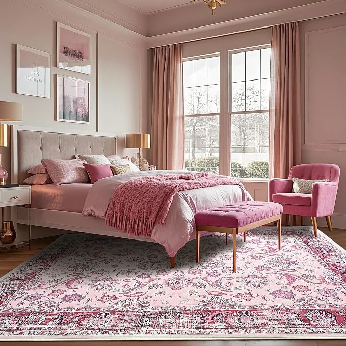 Area Rugs for Living Room, 4x6 Washable Rugs for Bedroom, Non-Slip Floral - Image 6