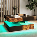 HedoAjim LED Coffee Table for Living Room, Living Room Table 2-Tier Square by HedoAjim