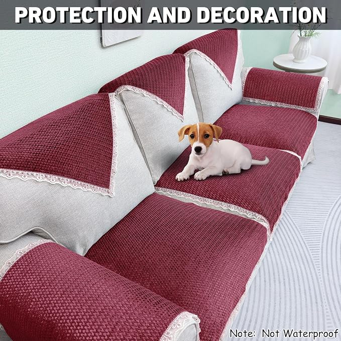 Couch Arm Cover, Sofa Arm Covers, Non-Slip Lace Armrest Cover, - Image 4