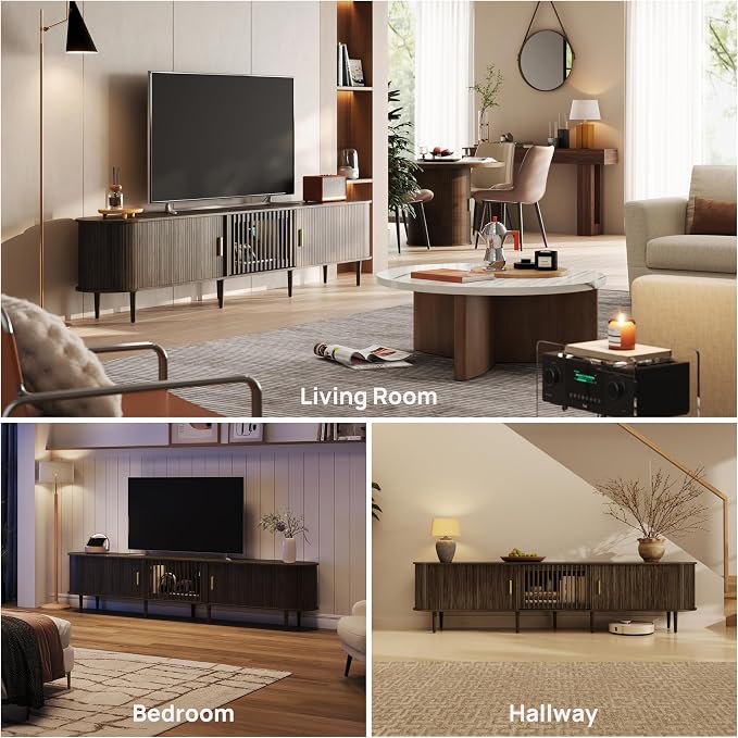94.5" Fluted Mid Century Modern TV Stand - Image 6