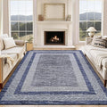 GarveeHome 9x12 Large Modern Navy Blue Area Rug Distressed Bordered Soft Non by GarveeHome