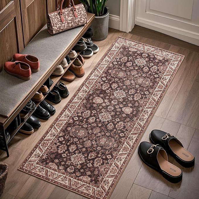 Washable Runner Rug, 2x6Ft Floral Runners - Image 8