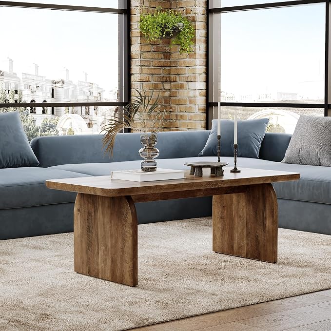 LITTLE TREE Farmhouse Coffee Table, 47 Inches Wooden Center Tables - Image 8