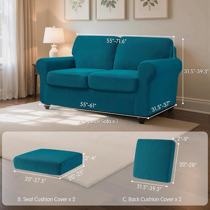 SUBRTEX 5 Pieces Stretch Sofa Slipcover Sets Couch Cover Sets Backrest Cushion - Image 3