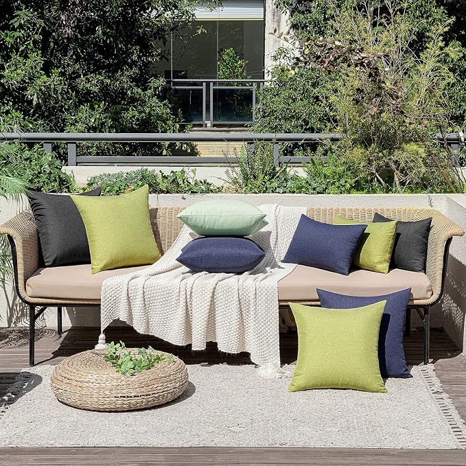 MIULEE Pack of 2 Decorative Outdoor Solid Waterproof Throw Pillow Covers Faux - Image 6