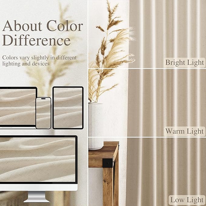 Birch Beige Linen Curtains 132 Inch Length - Image 3