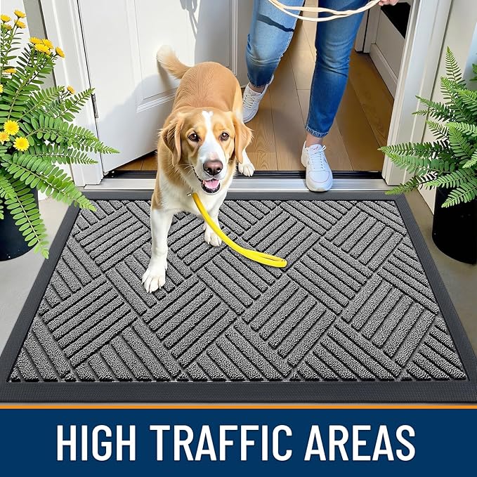 OLANLY Front Door Mat Outside Entrance 59x34, Heavy Duty Sturdy Natural Rubber - Image 5
