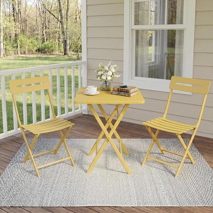 GarveeTech 3-Piece Folding Bistro Set, Heavy Duty Outdoor Patio Furniture - Image 5