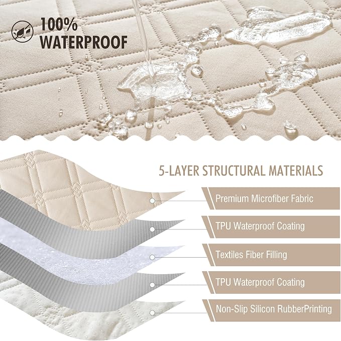 Genina Waterproof Couch Cover, Washable Anti-Slip 86.6 inch Sofa Covers - Image 5