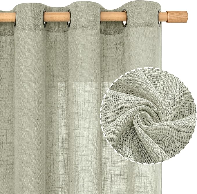 LAMIT 95 Inches Long Sheer Linen Curtains - Image 2
