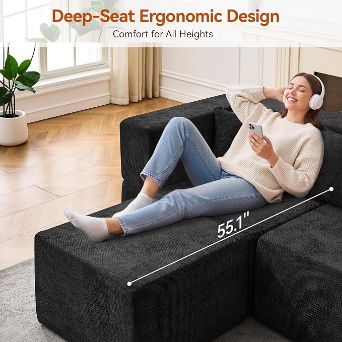 MONVANE Modular Sectional Sofa, Oversized 8 Seat Convertible U Shaped Couch - Image 4